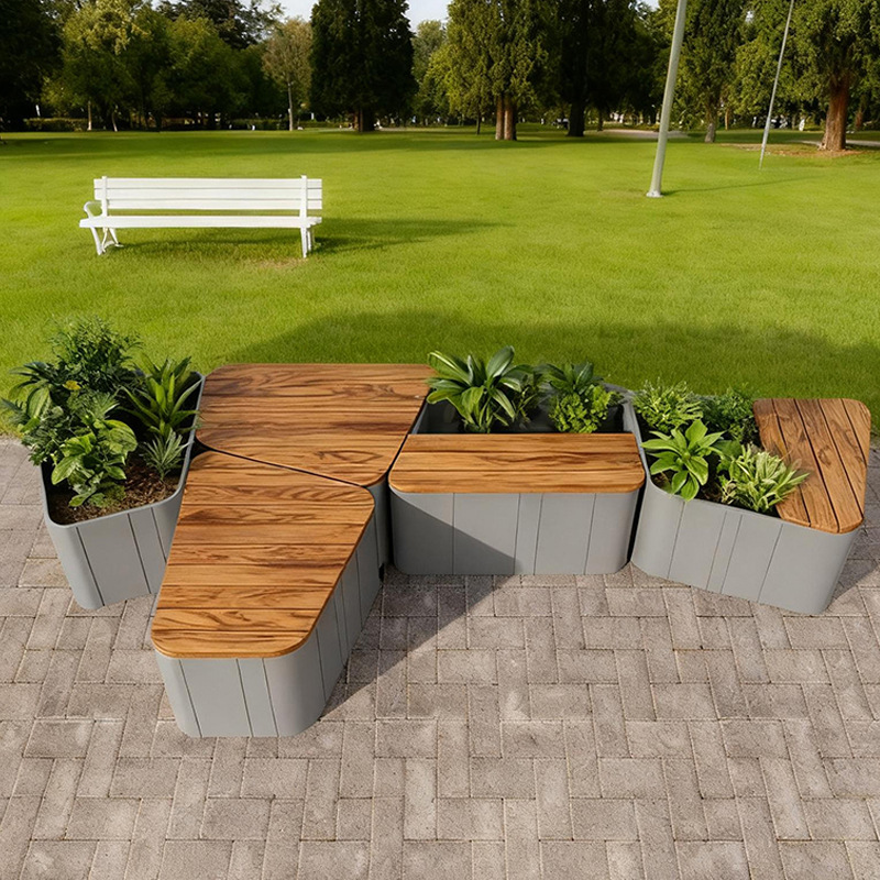屋外ステンレス鋼フラワーボックスバルコニー植栽ボックス広場商業街長方形花壇鉄製完成品フラワーチャンネル