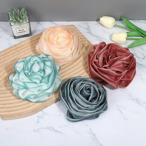 Factory Direct Supply Creative New Rose Gradient Bath Flowers PE Material Does Not Deform Unique Design Sensibility Bath Ball