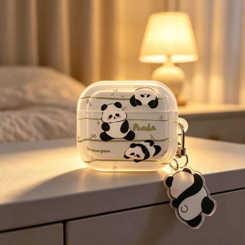 Panda print protective case suitable for Apple wireless earphone case, scratch-resistant and drop-proof protective cover Panda print protective case suitable for Apple wireless earphone case, scratch-resistant and drop-proof protective cover