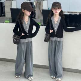 女童春秋假两件上衣套装2026新款女大童春季洋气时尚两件套