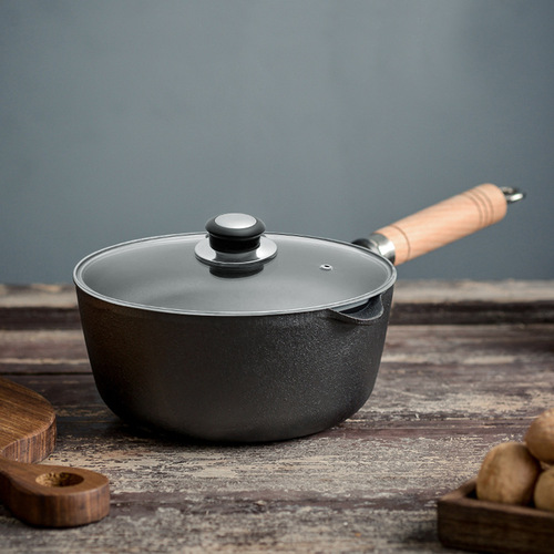 Non-stick cast iron baby food iron supplement soup pot for infants and toddlers, small pot for heating milk, cooking noodles, stewing, and frying