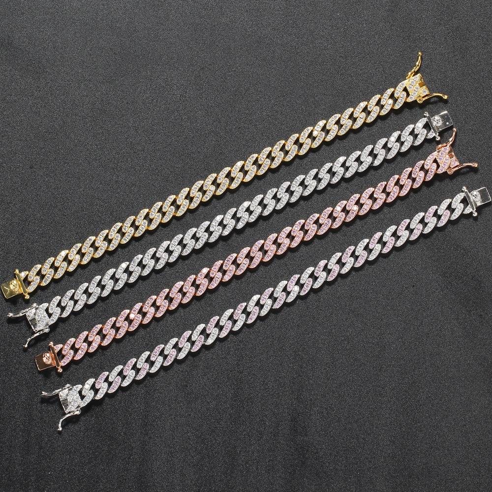 Copper bracelet with zircon hip-hop style