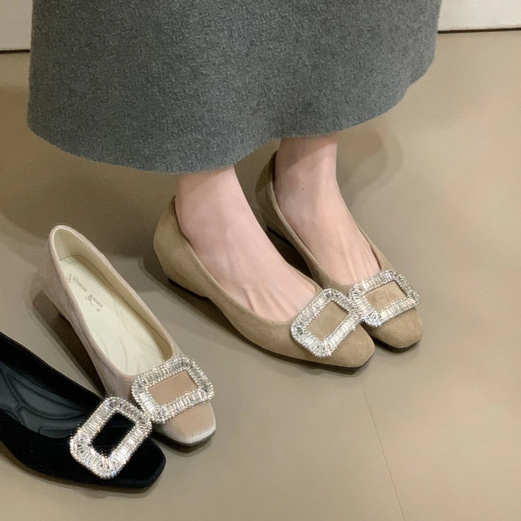 French-Style Rhinestone Single Shoes for Women, Early Spring 2026 New Velvet Mary Jane Shoes, Evening Shoes to Match Skirts, High Heels for Women
