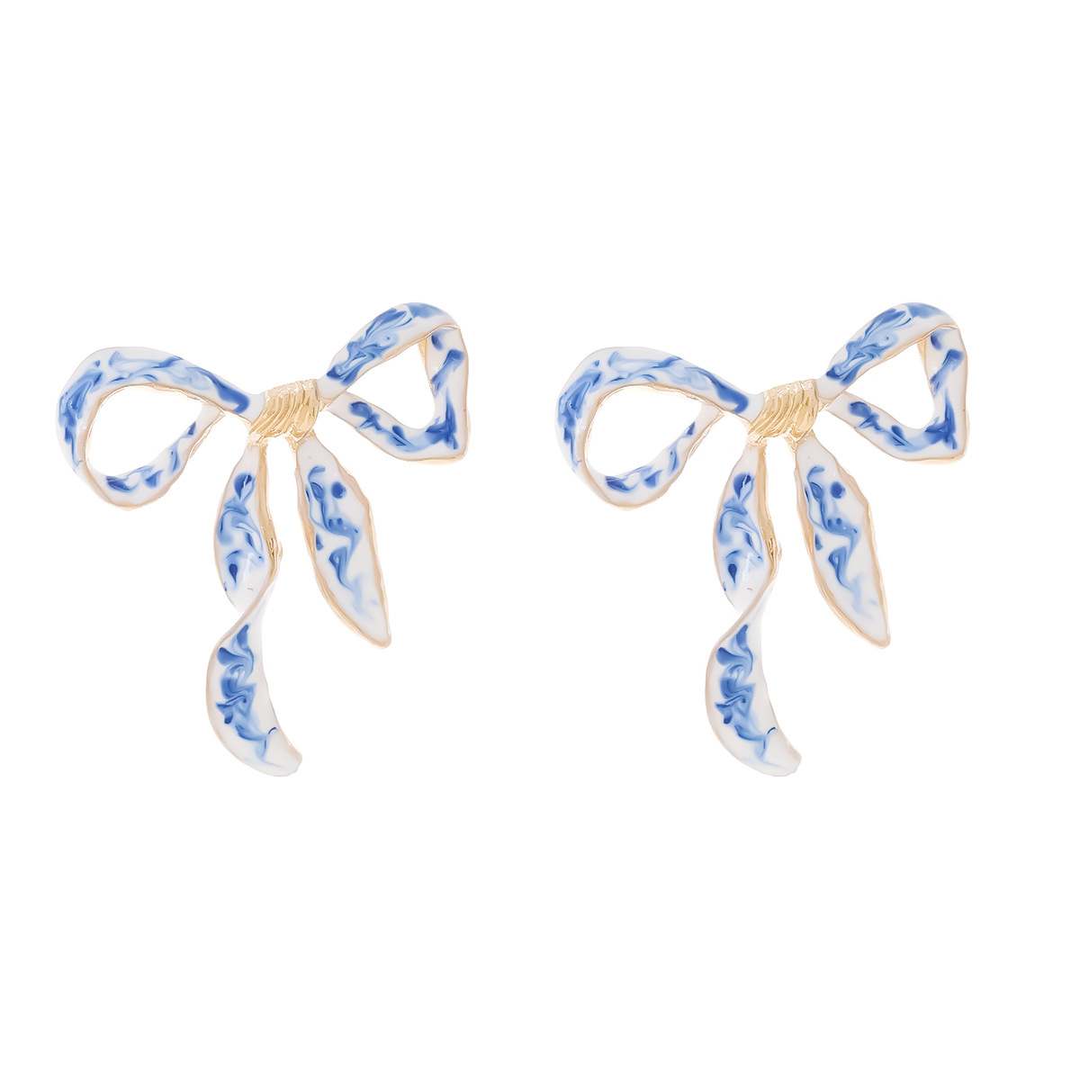 Orecchini pendenti fiocco vintage smalto fatti a mano donna_voghion.com