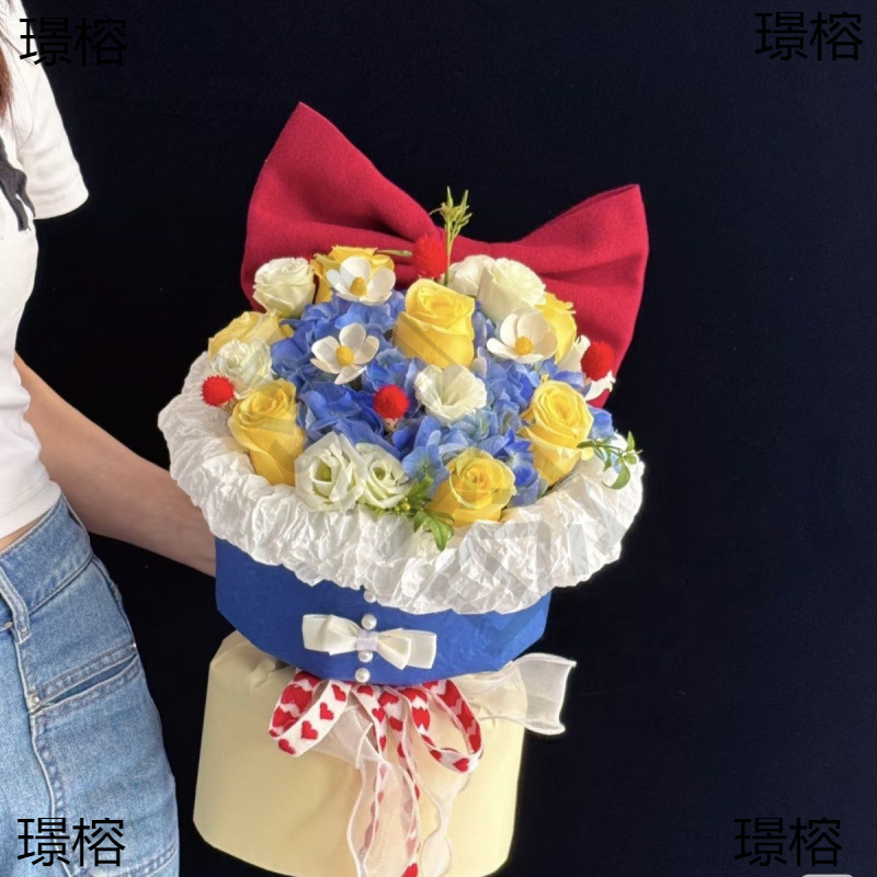 新款DIY包花纸片材料包玫瑰花束花壳定型手工网红一体式