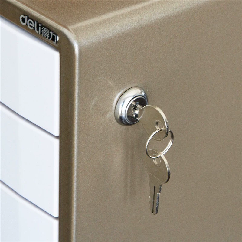 得力 9703 Seven-layer lockable metal desktop file cabinet data storage cabinet (flash silver brown)