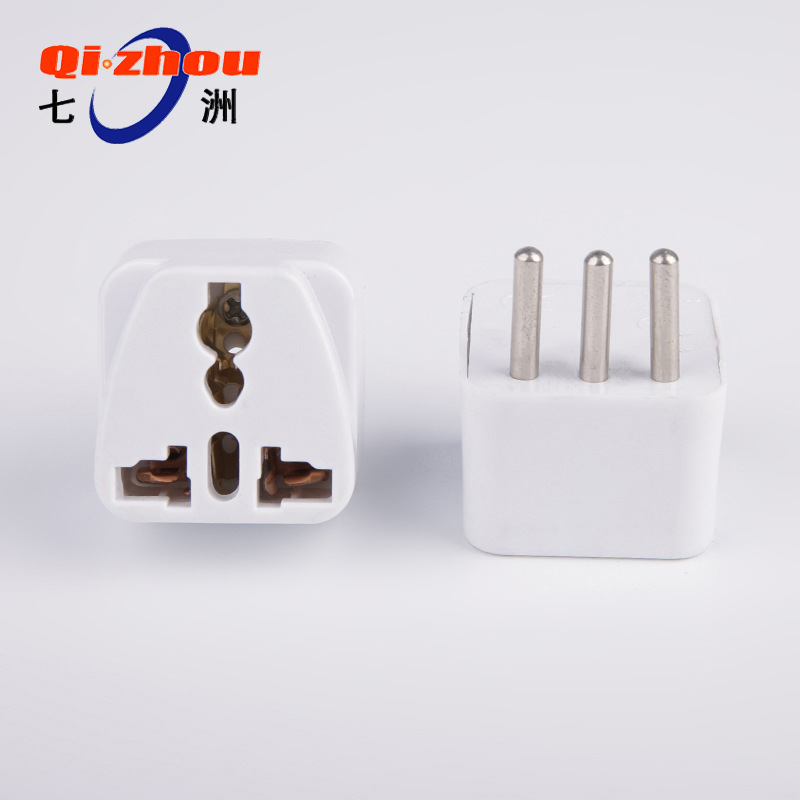 意大利脚-多用孔转换器 意大利标电源转换插头 黑白色三脚转化插