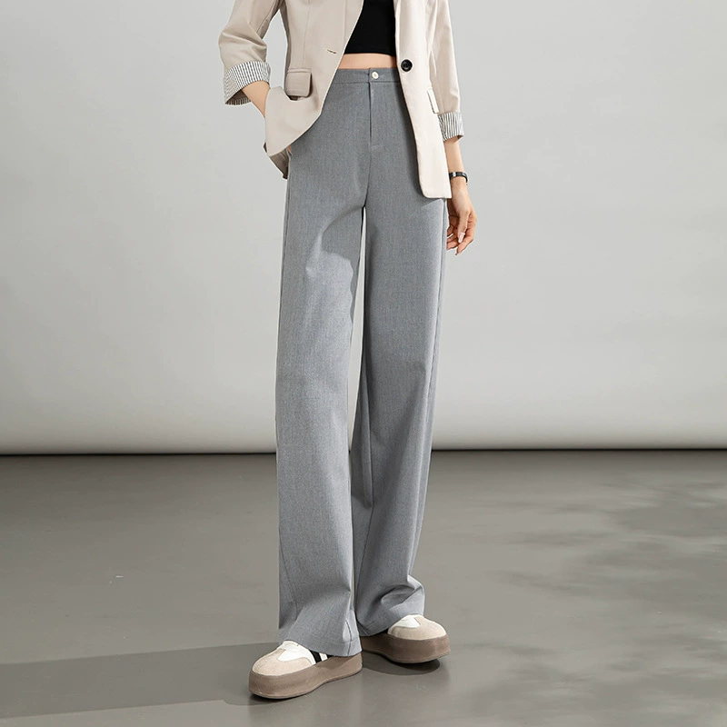 Узкие прямые брюки 2026 весна-лето, свободный крой, утягивающие, с высокой талией, эластичные повседневные широкие брюки для женщин.