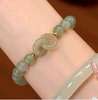 S074-Interlocking bracelet green beads #SZ577