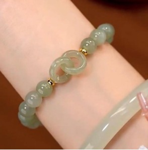 S074-pulsera entrelazada cuentas verdes#talla 577