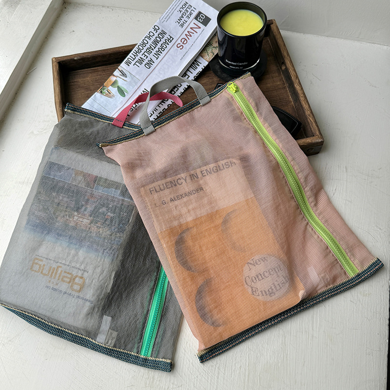 Cross-border grid storage bag lightweight portable travel finishing bag cosmetics storage bag student file bag