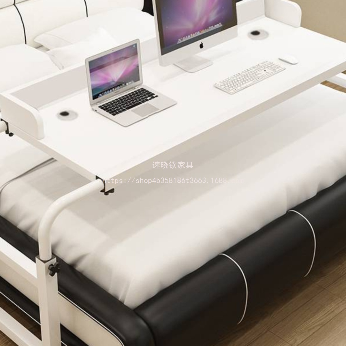 QuickXiaoQinw escritorio de cama dormitorio escritorio de cama estampado mesas de cama móviles pequeñas mesas de cama elevadoras mesas de computadora de cama