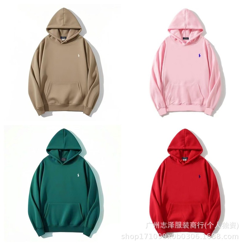 跨境拉夫劳伦LR刺绣小马男卫衣春秋款女连帽卫衣休闲宽松纯色运动|undefined