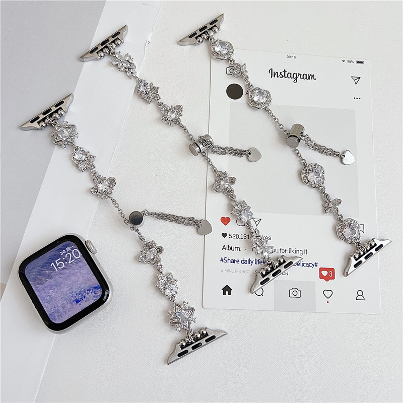 Suitable for Apple Watch S11 Diamond Star Chain Series Strap iWatch 1098Se Diamond-Encrusted Wristband Suitable for Apple Watch S11 Diamond Star Chain Series Strap iWatch 1098Se Diamond-Encrusted Wristband