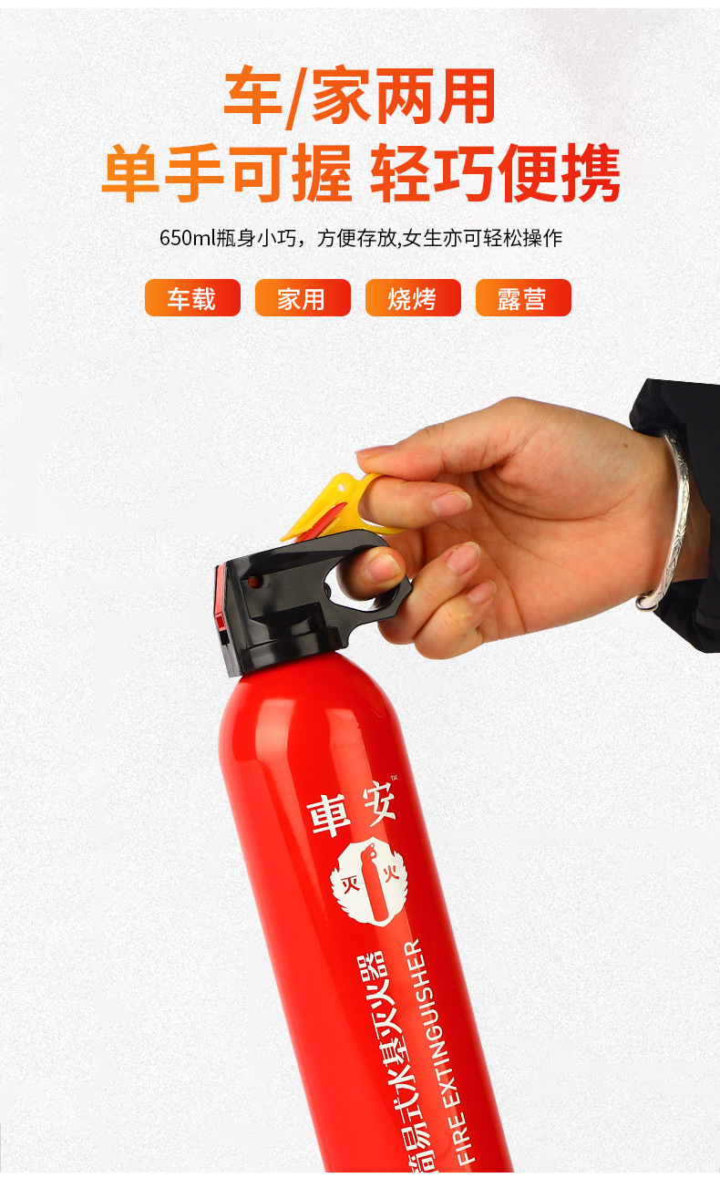 Manufacturer Wholesale Simple Small Car-Mounted Fire Extinguisher, Portable 620ml Water-Based Household Fire Extinguisher
