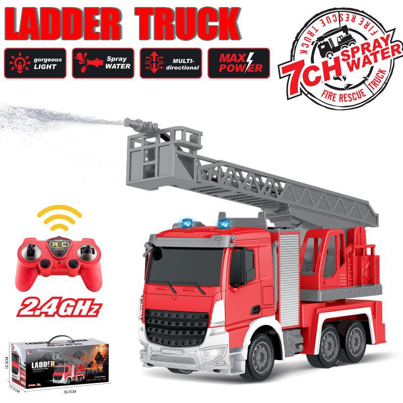 Remote Control Fire Truck Electric Water Spray Lift Ladder Truck Boy Simulation Model Rescue Engineering Vehicle Toy Car