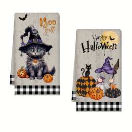 跨境热销创意趣味印花厨房毛巾吸水茶巾厨房柔软洗碗巾装饰桌面