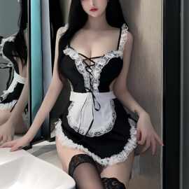 情趣内衣纯欲性感吊带蕾丝激情诱惑女仆服装系带调皮女佣角色制服