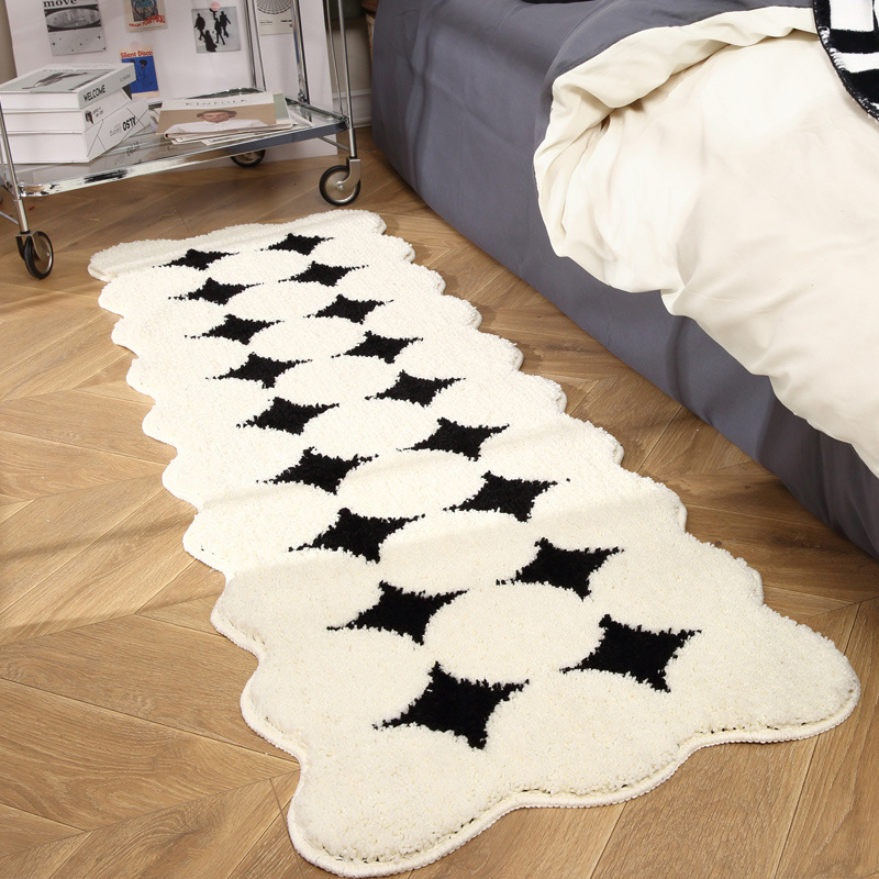 Cremefarbener Teppich, langer Streifen, weich, ideal für Schlafzimmer, Schlafzimmer, Erkerfenster, Sofa oder Couchtisch._voghion.com