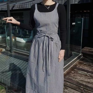 Cross-border Amazon Korean version of cotton and linen apron Crew Neck overalls art nail art milk tea barista bib overalls