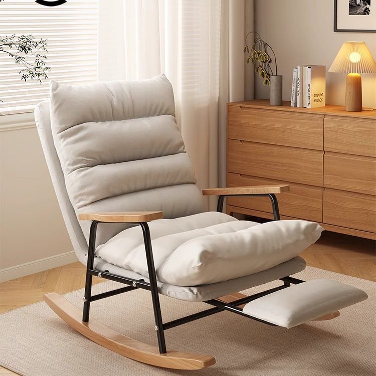 Silla mecedora sillón sofá perezoso una persona puede acostarse y dormir silla mecedora casera balcón ocio dormitorio silla mecedora