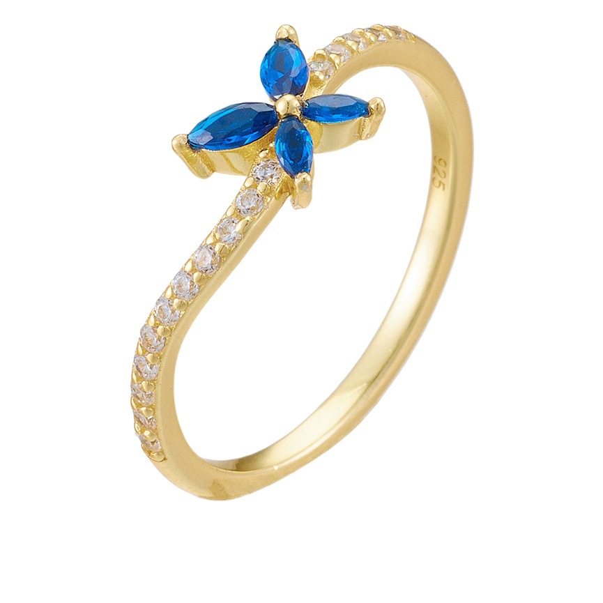 Estilo coreano Super Hada fresca plata esterlina anillo de mariposa personalidad de la moda femenina anillo de dedo índice de diamante simple anillo de celebridad de Internet