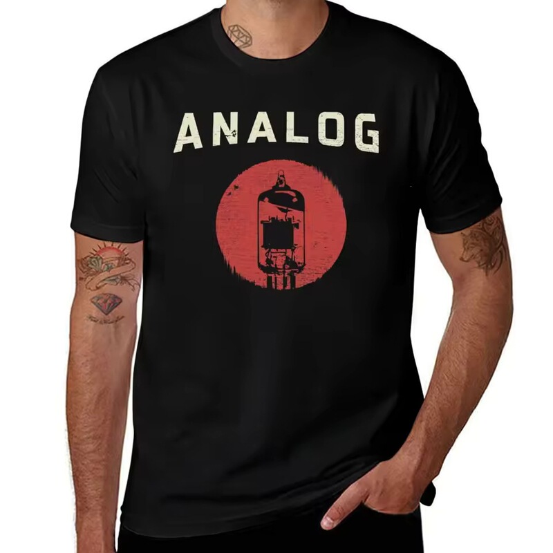 Vacuum Tube Analog Heart-Pounding Effect T-Shirt, Summer Top Graphic T-Shirt, Sweat-Resistant, High-Quality Men's T-Shirt