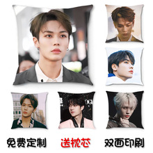 明星图案创意抱枕diy 动漫游戏抱枕套企业LOGO亚麻毛绒布靠垫含芯