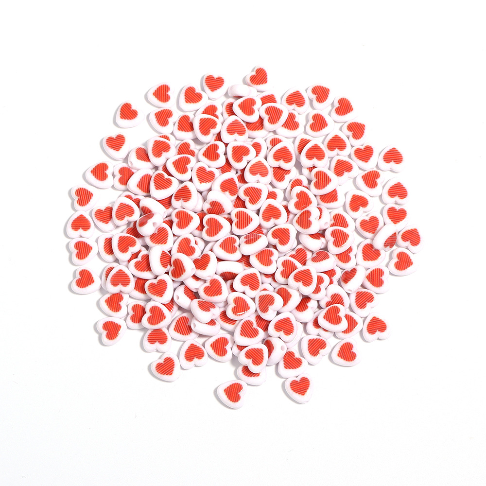 Heart Shape Pattern 100 PCS/Package 8mm Hole 1~1.9mm Arylic Heart Shape DIY Jewelry Accessories Beads
