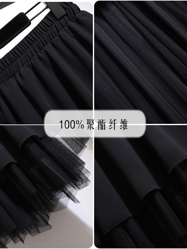 60-150kg Plus Size Mesh Splicing Skirt 2025 Spring New Fat Girl High Waist a Line Mid-Length Style