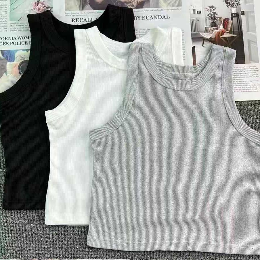 896B algodón chaleco de verano trajes femeninos con base sin mangas en la moda de la pelusa corta