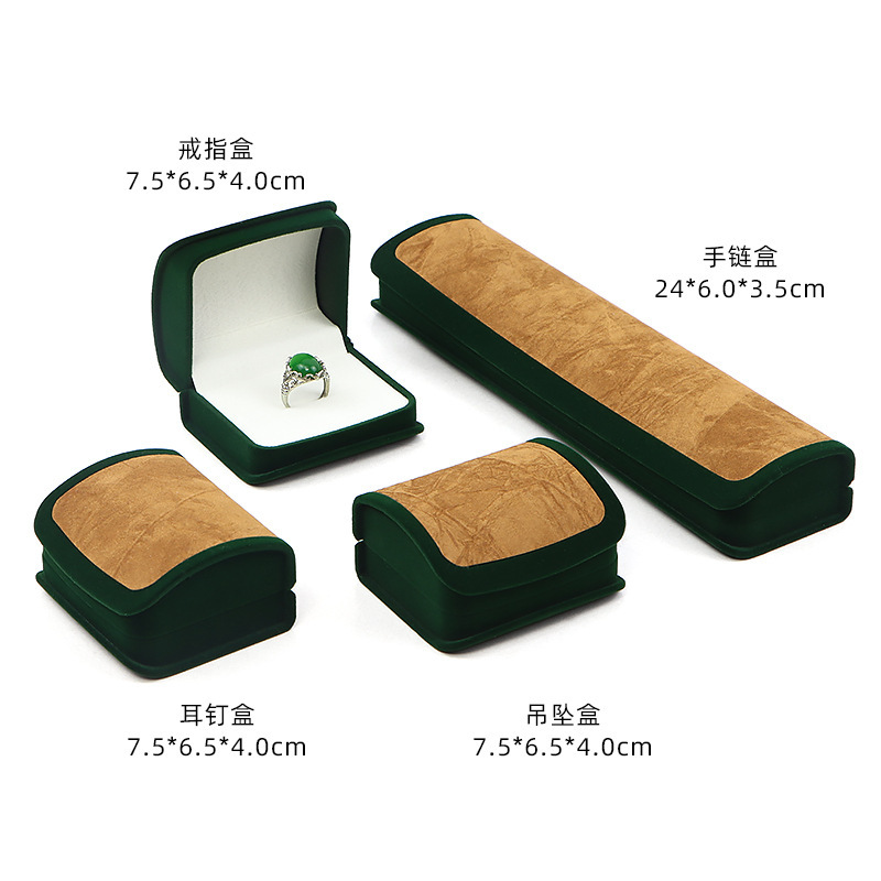 Nueva caja de joyería curva de alta gama, caja de almacenamiento, caja de anillo de franela, collar colgante, aretes, pulsera, caja de joyería