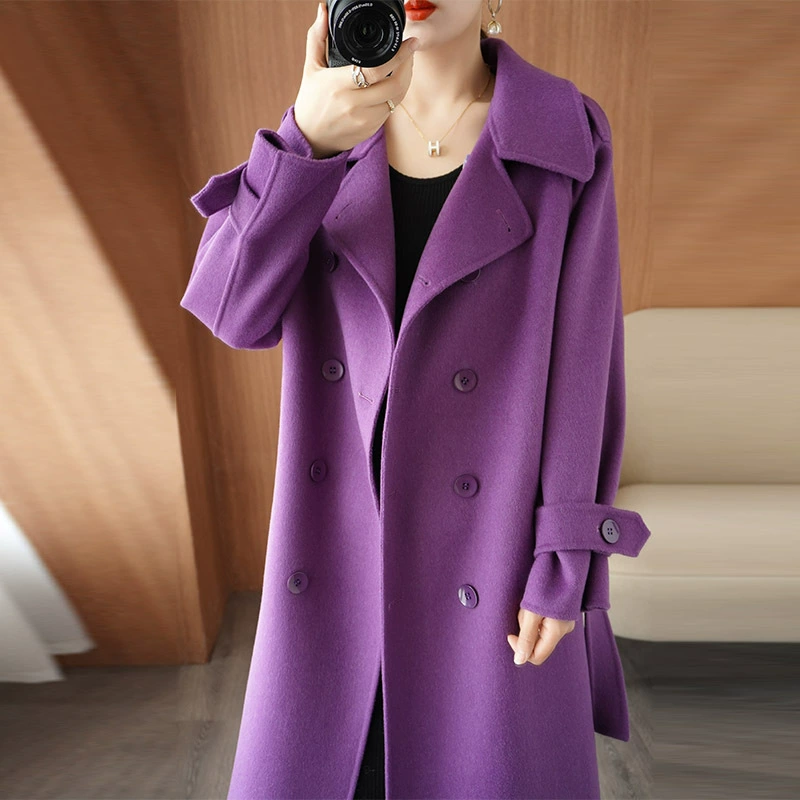 Женское trench coat, кашемирово-шерстяной смесью, средняя длина, оверсайз, увеличенная толщина