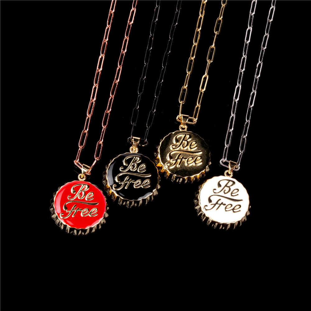 vintage coke bottle cap dripping oil copper necklace wholesale nihaojewelry