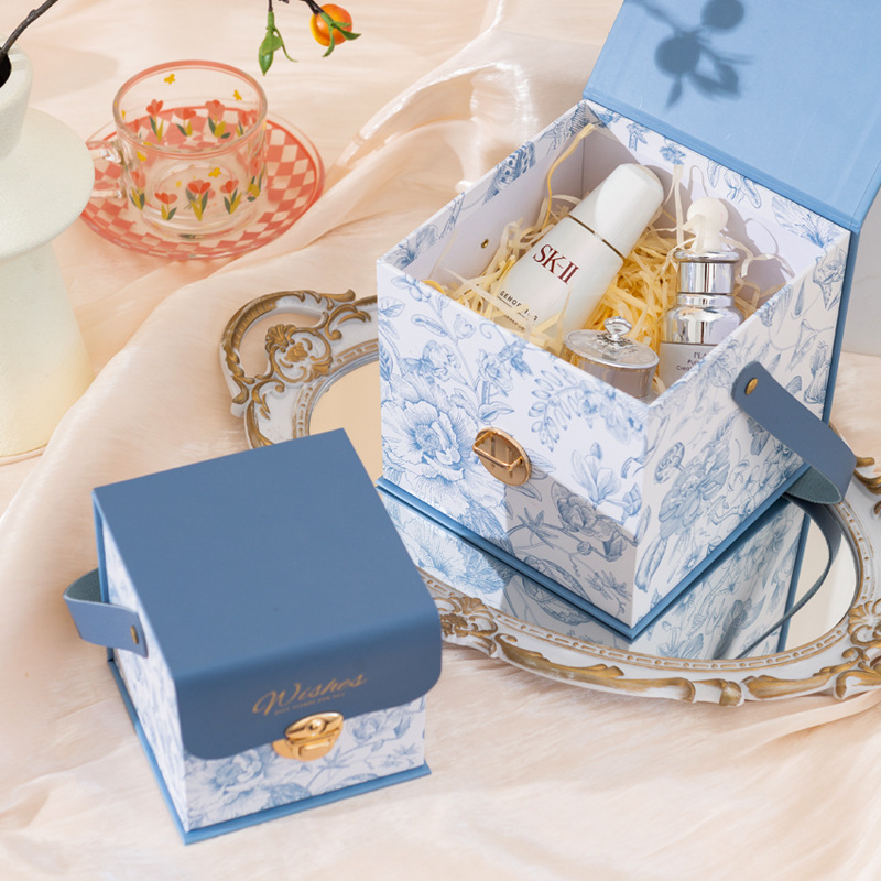 歐式正方形皮革手提禮物盒結婚回禮伴手禮禮盒空盒節日禮品盒批發