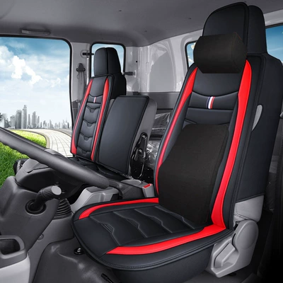 Universal seat cover — Truck Leather Seat Covers and Cushions - red-memory-version-a-set-of-three-person-passenger-seats
