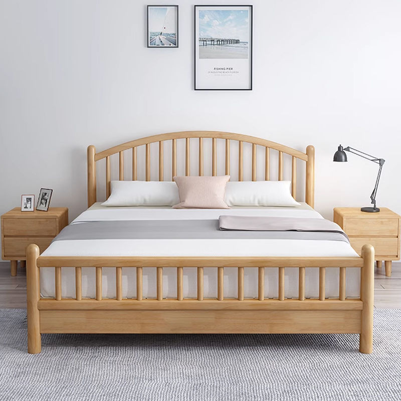 Cama Windsor moderna y simple nueva cama nórdica china de madera maciza doble cama matrimonial individual dormitorio principal dormitorio residencial cama de madera maciza
