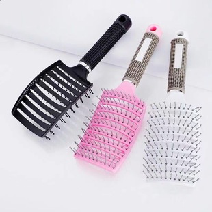 Shake pitch cranial crest along the hair wide teeth big bend hairdressing comb ribs curly hair modeling fluffy comb men's curved massage comb