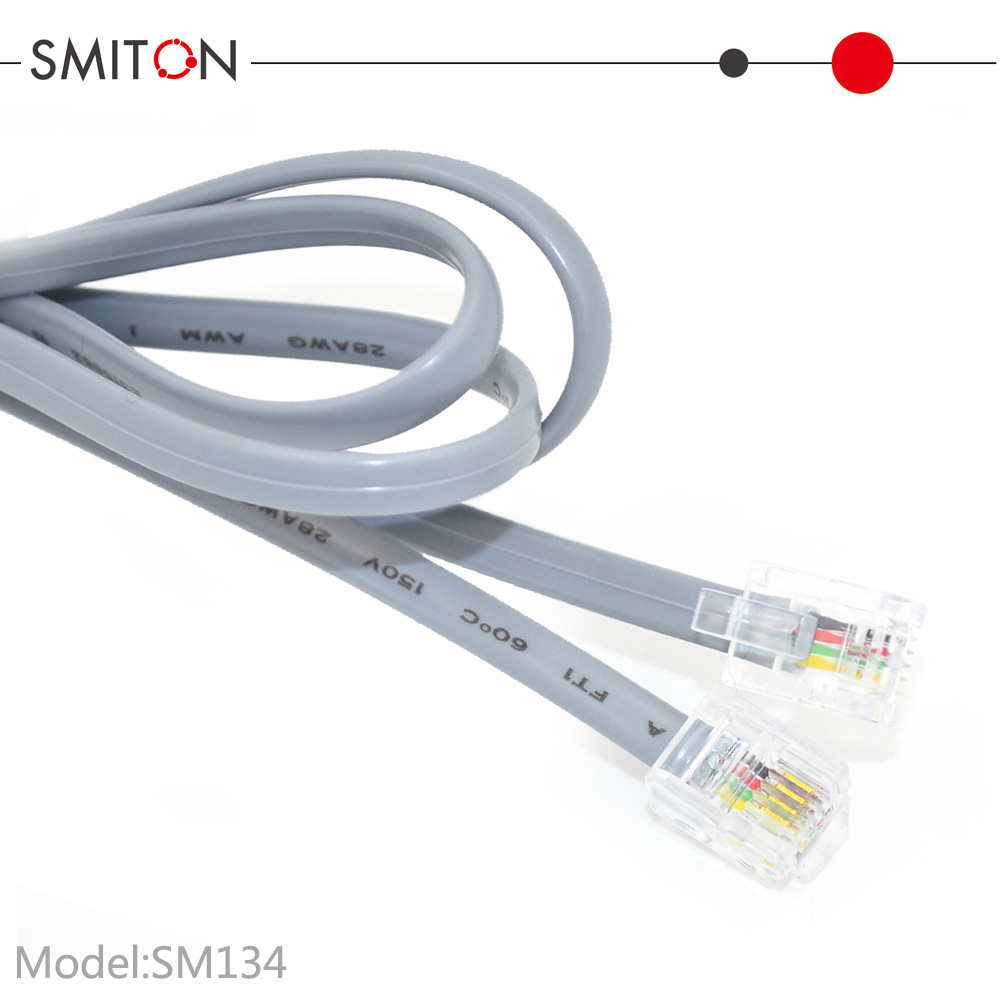 sm134 5米4芯电话线 RJ11-6P4C电话线 银灰色 电话延长线