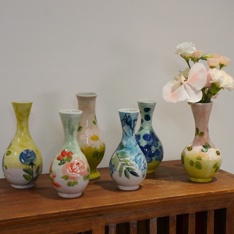 Hand-Painted Chinese Oil Painting Pottery Small Vase Creative Flower Arrangement DIY Jewelry Mini Decoration Desktop Decoration