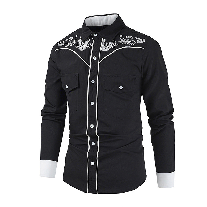 2025 Cross-Border Supply Fashion Embroidered Shirt Embroidered Embroidered Shirt