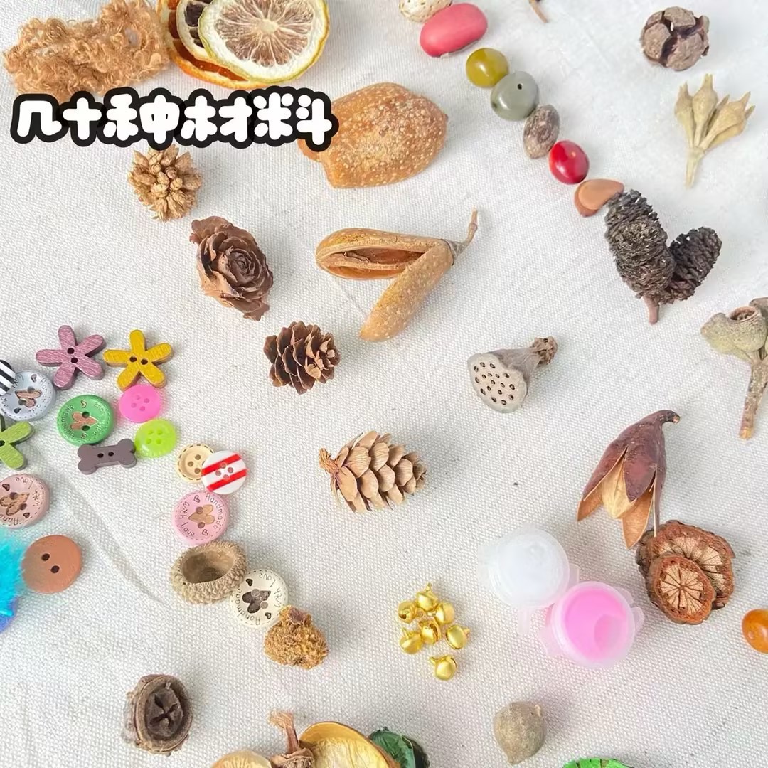 豆荚果壳娃娃种子diy材料包果壳手作文创配件天然配料大全