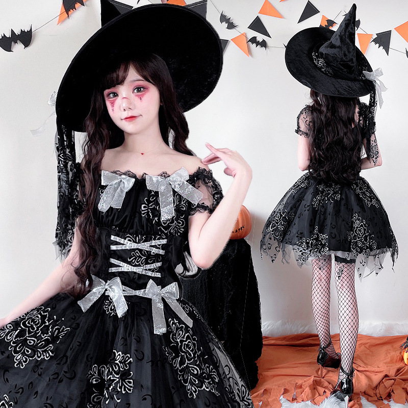 万圣节服装魔法师演出服暗黑幽灵魔女网纱蓬蓬裙女巫装巫婆连衣裙|undefined