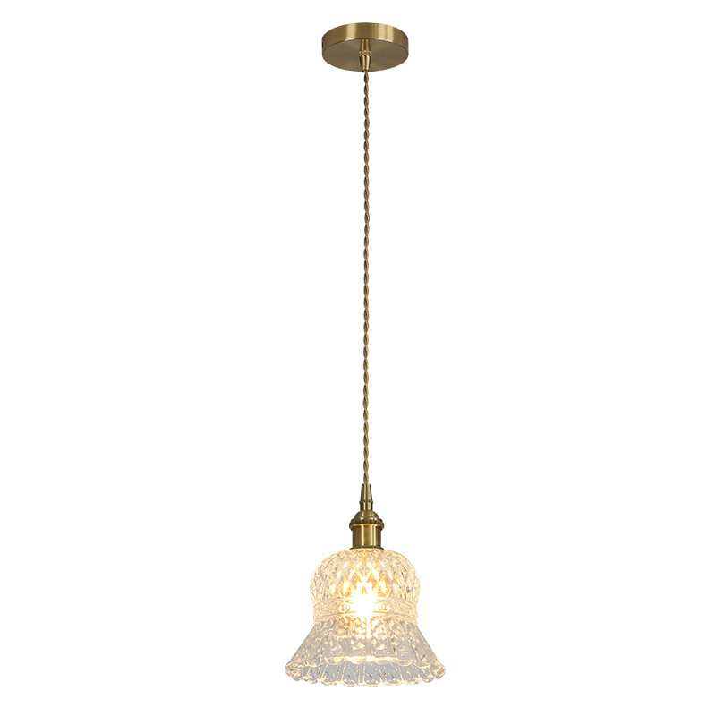 Estilo japonés de estilo tranquilo restaurante de latón de tres extremos lámpara simple bar de alojamiento porche del pasillo de la cama de vidrio pequeño lámpara