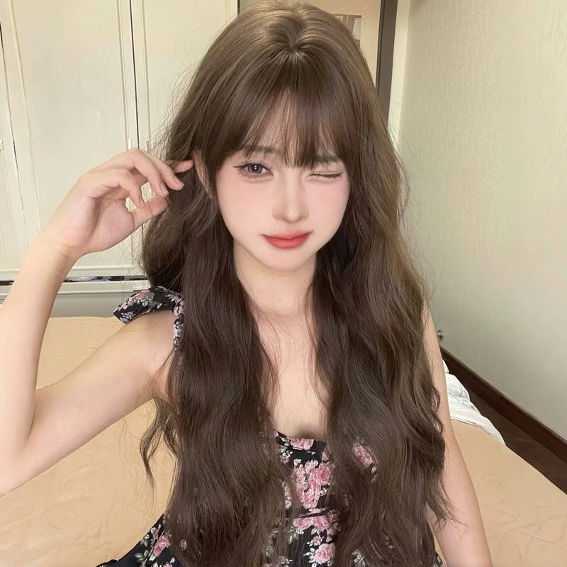 [Beautiful Huizhen] Duoxiu Wig Female Long Hair Wool Curly Water Ripple Artificial Hair Retro Fluffy Full Headgear
