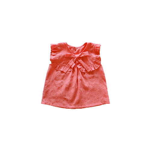 2024 Summer Strawberry Shan Korean Style Children's Clothes Girls Girls Tie Bow Lapel Shirt