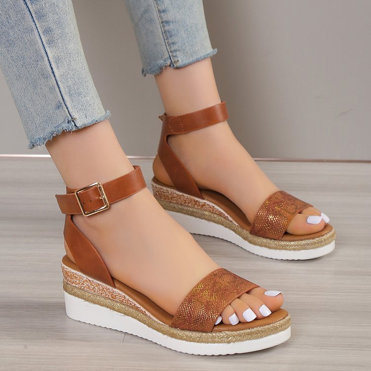 Women's Vintage Style Solid Color Open Toe Roman Sandals display picture 16