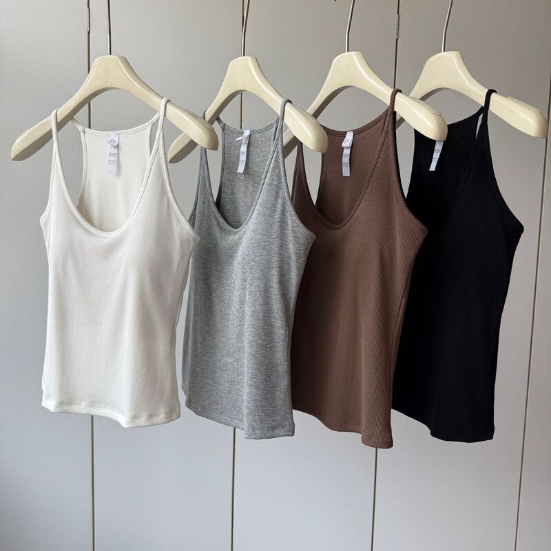 Small Air-Conditioning Vest for Summer with Integrated Latex Cotton! Elegant Slim-Fit Racerback Tank Top with Spaghetti Straps for Women in Summer Small Air-Conditioning Vest for Summer with Integrated Latex Cotton! Elegant Slim-Fit Racerback Tank Top with Spaghetti Straps for Women in Summer
