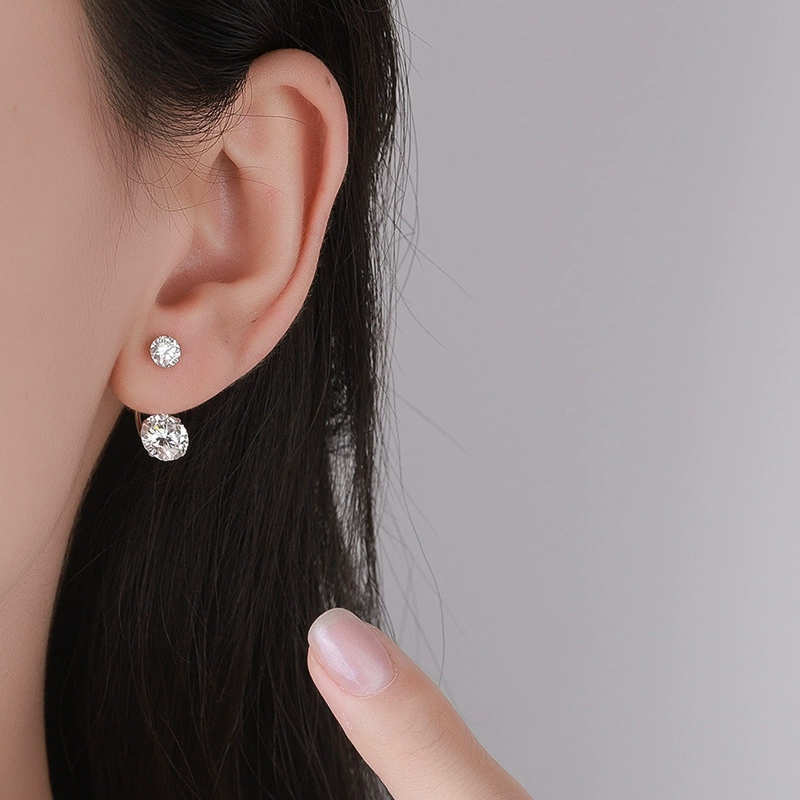 Platinum fashionable classic earrings, silver 925 sample