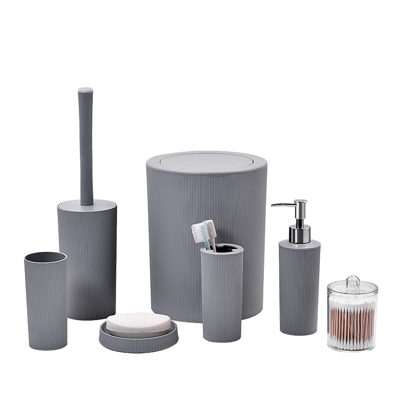 Artículos de baño de plástico algodón puede cepillo de dientes taza de algodón transparente tubo de hisopo traje de cepillo de baño enjuague bucal taza bote de basura